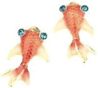 Mural Art Under the Sea Orange Carp Koi Gold Fish Goldfish Stud Earrings