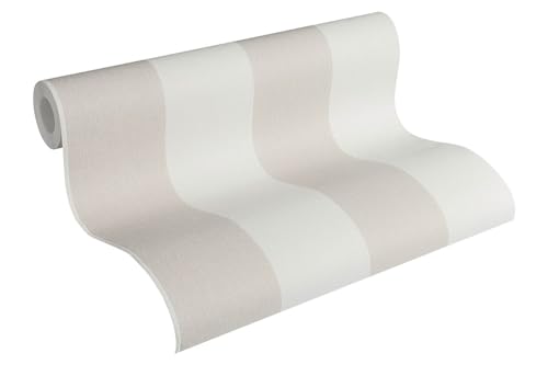 Papier peint intissé aspect textile pour masquer les défauts du mur beige - 3