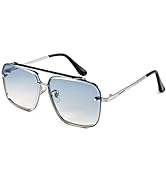 FEISEDY Sunglasses, Fashion Square Pilot Sunglasses, Vintage Metal Gradient Glasses for Men and W...
