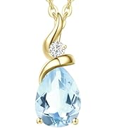 FANCIME Sevgililer G&uuml;n&uuml; Hediyeleri Akuamarin Kolye Mart Doğum Taşı Takılar 14K Saf Sarı Altın ...