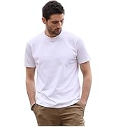 100% Cotton Men's Plain Short Sleeve Crew Neck T-Shirt, Regular Fit Casual T Shirt Tops, Basic Te...