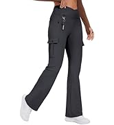 Flare Leggings for Women Yoga Crossover High Waist Pants with Tummy Control Workout Cargo with 5 ...