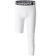 DEVOROPA Youth Boys' Compression Pants with Knee Pads 3/4 Basketball Athletic Tights Quick Dry Sp...