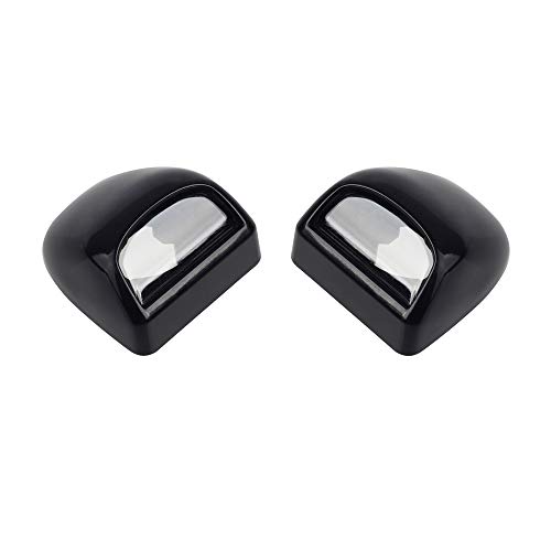 HERCOO License Plate Lights Lamp Lens Black Housing Compatible with Silverado Sierra Avalanche Suburban Escalade Yukon Step Bumper Truck Clips Aftermarket, Pack of 2