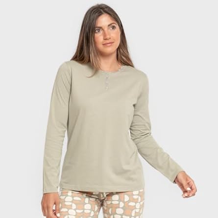 MOGSA Pijama de Franela de Algodón Mujer