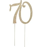 HOKPA Number 70 Cake Topper for 70th Birthday Anniversary Party Gold Rhinestone Decoration (Gold)