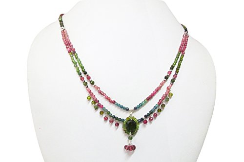 ANUSHRUTI Green Tourmaline Sterling Silver Pendant Necklace