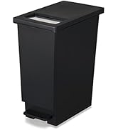 新輝合成 トンボ ユニード ゴミ箱 45リットル ふた付き 蓋を開けずにごみを捨てられる プッシュタイプ ペダル式 ブラック 幅26.5×奥行45.5×高さ55.5cm 45S 日本製