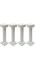4PCS White Roman Columns Set, Roman Pillar, Wedding Pillars, Hollow Column Flower Stand for Weddi...