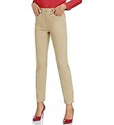 RIMLESS 7 Women's Wrinkle Free Slim Fit Career Pant Straight Leg Dress Pants with Belt Loops Busi...