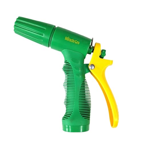 Miracle-Gro Adjustable Garden Hose Spray Nozzle – Lightweight Hose Nozzle with Ergonomic Grip, Locking Lever, and Multiple Spray Patterns for Watering, Gardening, Cleaning, and Outdoor Use