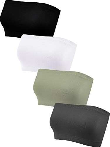 Geyoga 4 Pack Strapless Bandeau Bra Tube Top