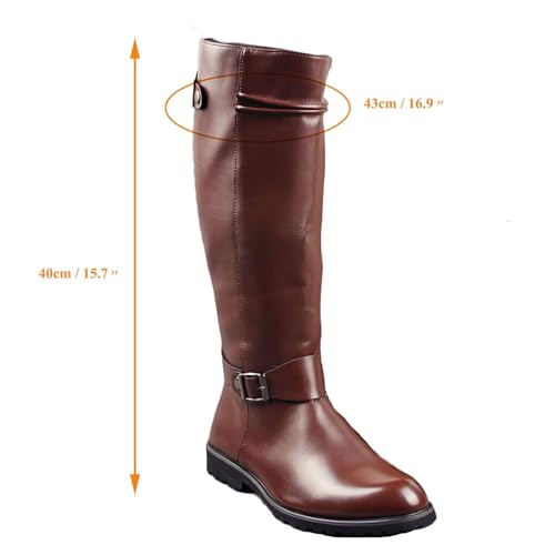 Bottes équestres homme en cuir marron antidérapantes de terrain automne taille 38 - 2
