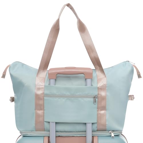 4 Piece Expandable Luggage Set - Durable ABS Suitcases with Travel Bag, 360° Wheels, Grey Green4