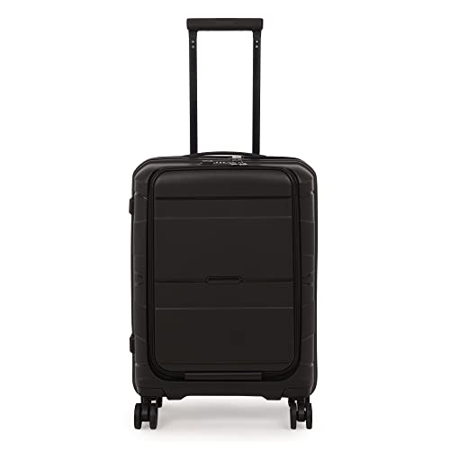 it luggage Momentous Black Cabin-20 inches with Padded Laptop Section Polypropylene Hardsided with TSA Lock and Wet Pouch Inside 8 Wheel Trolley Bag