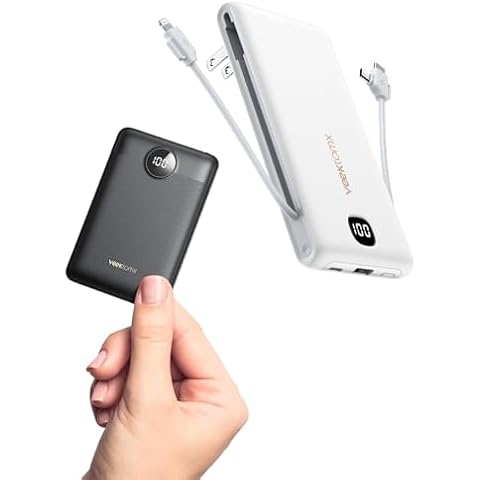 VEEKTOMX Portable Charger Built in Cables and Wall Plug & Compact Small Portable Charger Power Bank 10000mAh Cover