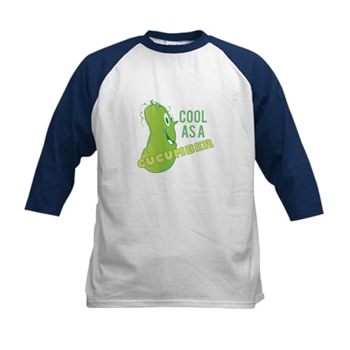 CafePress Cool Cucumber Baseball Jersey Kids Cotton Baseball Jersey, 3/4 Raglan Sleeve Shirt Navy/White