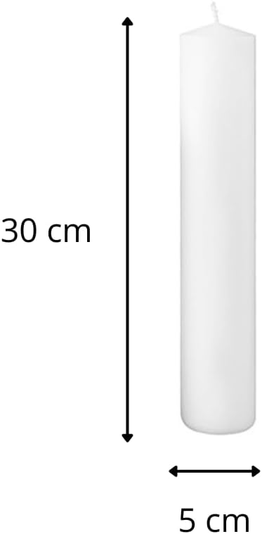 Cereria Di Giorgio - Altar Candle - Diameter 5 cm Height 30 cm - Colour White Cloud - Long Burning Time