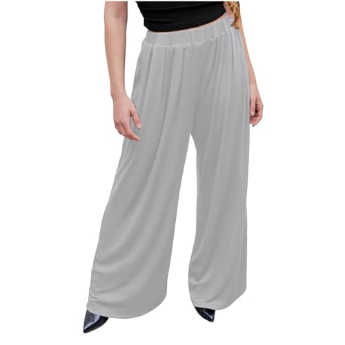 XUNRYAN Womens Wide Leg Casual Business Suit Pants Pleated High Waist Loose Fit Trousers Work Office Outfits Fashion Clothes Gray