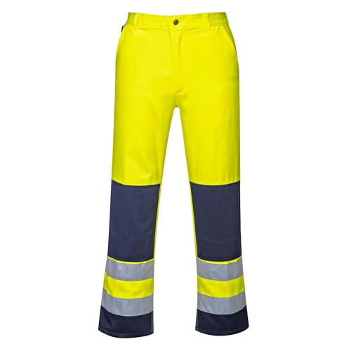 Portwest TX71 Seville Hi-Vis Contrast Waterproof Work Trousers Yellow/Navy, Large