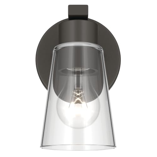 Image of Kichler Stamos 8 inch 1-Light Soft Modern Wall Sconce with Clear Glass in Olde Bronze, (8 inch H x 5 inch W), 52437OZCLR