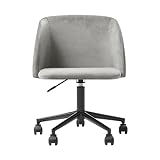 Alterego Silla de Oficina Giratoria Bliss en Terciopelo Gris con Altura Ajustable y Asiento Acolchado