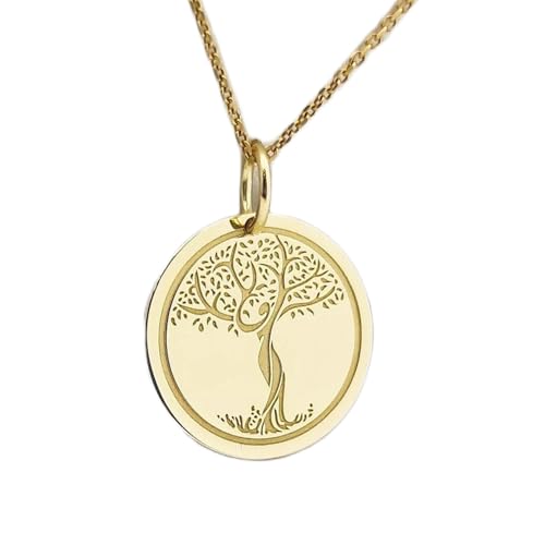 Collier pendentif pièce arbre plaqué or 24 mm LKBEADS chic et durable