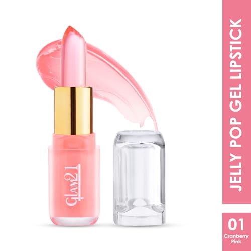 Image of Glam21 Jelly Pop fruity gel lipstick| Moisturising | Glossy Finish | Gives a Natural Colour | Lightweight | 01- Cranberry Pink, 3.5gm