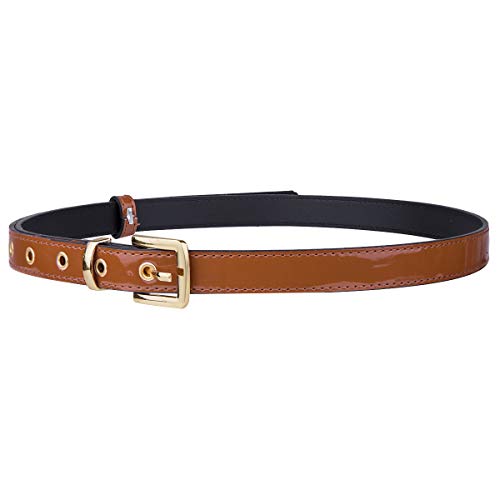 Sportmusies Patent Leather Skinny Belts for Women, Adjustable Ladies Waist Belt for Dresses4