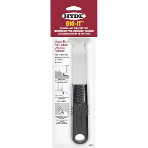 The HYDE® Dig-It™ Removal and Scraping Tool, Push or Pull scraping. Caulk Remover Tool, Paint Scraper, Putty Knife Scraper, Grout Removal Tool, Convienent size perfect for tool box, or tool bag.