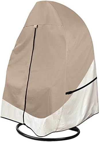 Porch Shield Patio Hanging Egg Chair Cover - Waterproof Outdoor Double Seat Wicker Swing Egg Chair with Stand Protector, Light Tan & Khaki