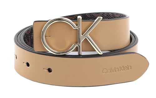 Image of Calvin Klein Re-Lock CK Rev Belt 30MM W90 Safari Canvas / Brown Mono