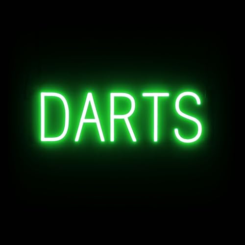 Image of SpellBrite LED Neon DARTS Sign for Business - Green, 21 inch x 6 inch | Ultra-Bright Click-Together Signage for Bars & Restaurants, with Visibility from 500 ft - 8 Animations, 6 Brightness Levels