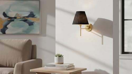 Aspen Creative 33122 Small Pleated Empire Shape Chandelier Clip-On Lamp Shade, Black, 3" Top x 6" Bottom x 5" Slant by Aspen Creative - Image 8
