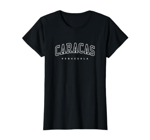 Caracas Venezuela Trendy Varsity Athletic Style T-Shirt, Women, Black, Medium