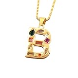 Letra inicial clásica AZ 26 Collar con colgante Color dorado Cobre Circón Mujeres Hombres Accesorios de joyería Regalo de fiesta de cumpleaños, Acero inoxidable, Sin piedras preciosas