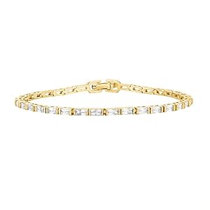PAVOI 14K Gold Plated CZ Tennis Bracelet For Women | Classic Emerald Cut Simulated Diamond Bracelet