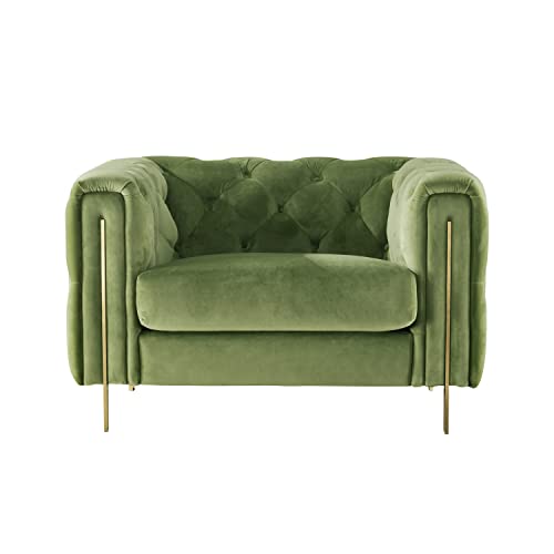 Acanva Collection Chesterfield Vintage Tufted Velvet Living Room Sofa, Armchair, Mint Green