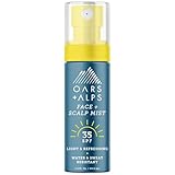 Oars + Alps Face & Scalp Sunscreen Spray Mist, SPF 35 Facial & Hair Sunscreen, Protects from Blue Light, Incfused with Aloe Vera + Cucumber, Water & Sweat Resistant, Summer Splash Scent, 1.5oz