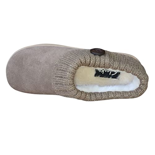 Clarks Angelina Taupe Knitted Collar Winter Clog Rounded Closed Toe Slippers (Taupe Holiday, 8) #TOP2