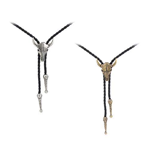2Pcs PU Couro Gravata Gravata Crânio Para Homens Bolo Gravata Gravata