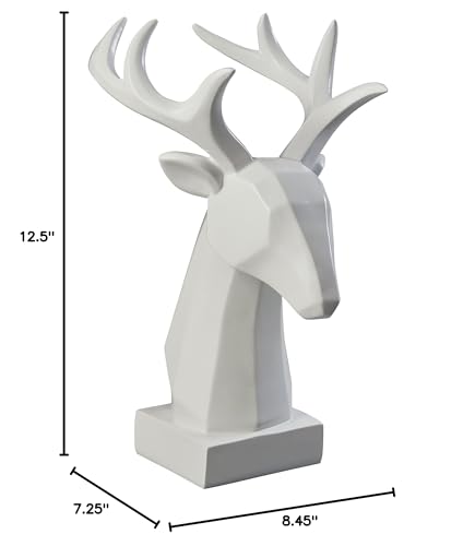 Amazon Brand – Rivet Mid Century Modern Polyresin Stag Head Figurine Home Decor - 12.5 Inch, White