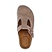 Unisex Cork Footbed Clogs, PU Leather Upper, Adjustable Buckle, Black, Arch Support, Flat Heel, Women's Sandals Comfortable Footwear with Arch Support, Fashion, Chic, and Trendy, Autumn, Four Seasons, Closed Toe, Round Toe (STONE, Adult, Women, 8.5, Numeric, US Footwear Size System, Medium)