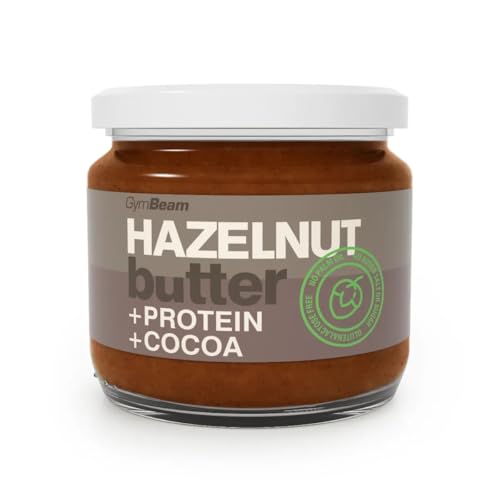 GymBeam - GymBeam Protein Haselnussbutter - Cremige Haselnusscreme mit gerösteten Haselnüssen, hoher Eiweiß- und Ballaststoffgehalt, angereichert mit laktosefreiem Whey-Isolat, ohne raffinierten Zucker, 340 g - -6%