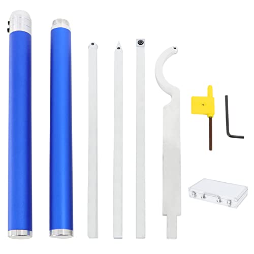 WerkWeit Ensemble d'outils de tournage en carbure de tungstène pour tour avec poignée extensible et outil de découpe en col de cygne, étui en aluminium Cover
