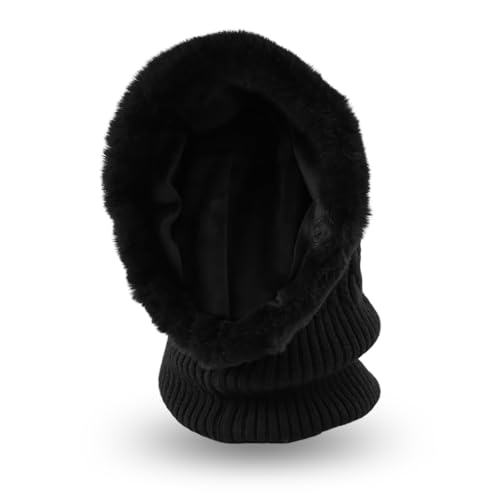 Image of Winter Fleece Balaclava Warm Men Hood Hat Knitted Hooded Scarf for Women Unisex Skull Cap