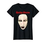 Marilyn Manson Big Face Red Lips Camiseta, Mujer, Negro, S
