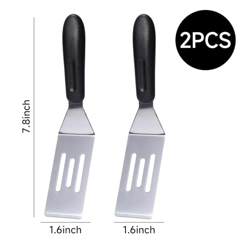 2 Pack Mini Spatula Stainless Steel Small Spatula For Kitchen, Metal Spatula For Cooking Brownie Cookie Lasagna, Pie Server, Cake & Pancakes Serving Spatulas