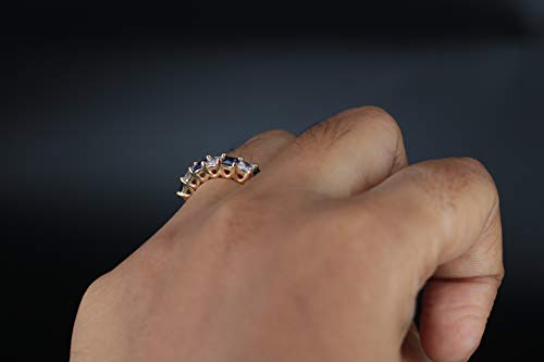 Gold & Diamonds Jewellery Princess Cut Gemstone Half Eternity 14k Yellow Gold Plated Wedding 7-Stone Band Ring for Women4