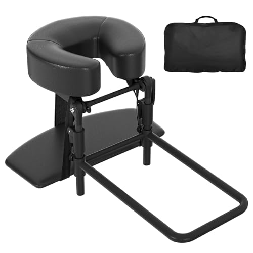 DeerDean Massage Face Cradle Cushion & Headrest for Bed,Suitable for mattresses ranging from 5.5-17.7 inches Crescent Memory Foam Neck Pillow for Massage Tables, Spa Bed & Salon Use (Black)